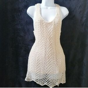 Lucky Brand Cream Crochet Swim Coverup